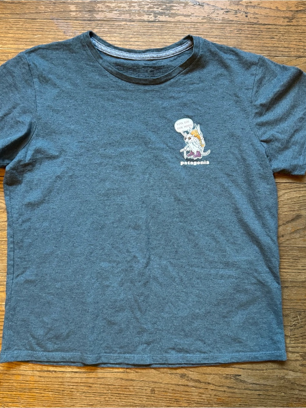 Patagonia Blue Crewneck Repsonsibili-Tee Viva Los Fun Hogs L EUC
